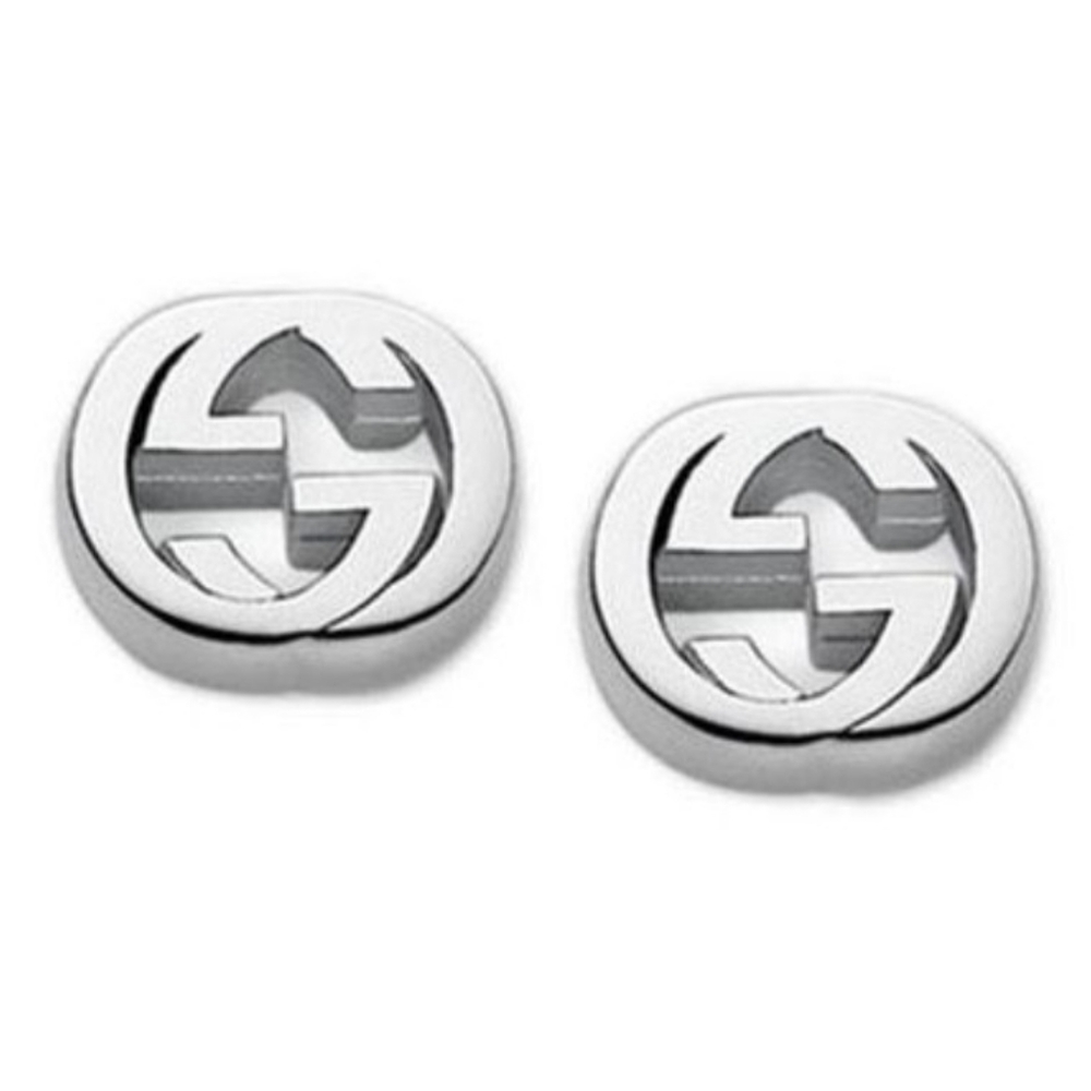 Gucci sterling silver, stud earrings feature the interlocking G symbol